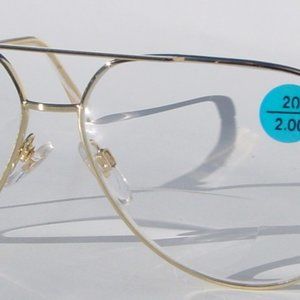 (NWT) Vintage 90's Aviator Metal Bi-Focal Reading Glasses (S. Gold)